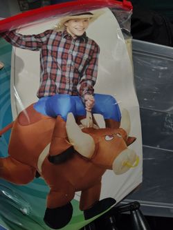 Inflatable bull rider costume
