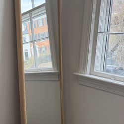 Hinoki wood floor mirror