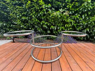 Mid-Century Modern Swivel Chrome & Glass Coffee Table – Milo Baughman Style