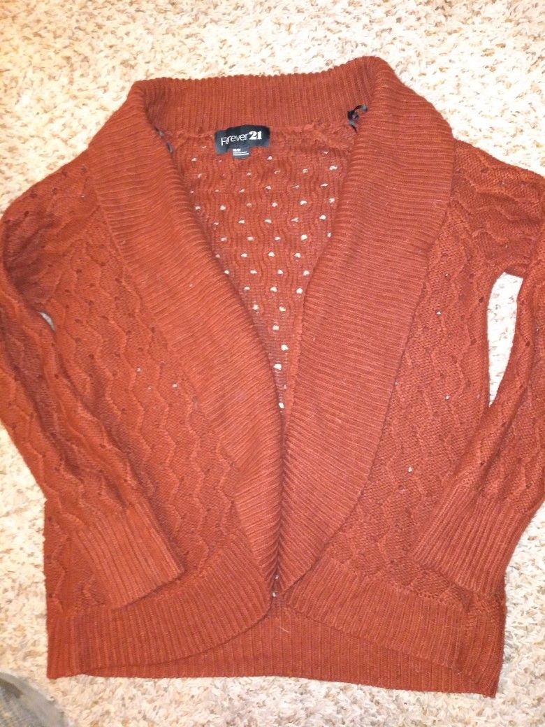 Forever 21 Burnt Orange Cardigan Sweater Sz Medium