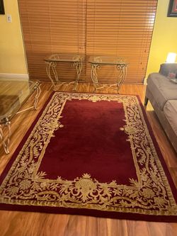 Burgundy & Gold Handmade Area Rug