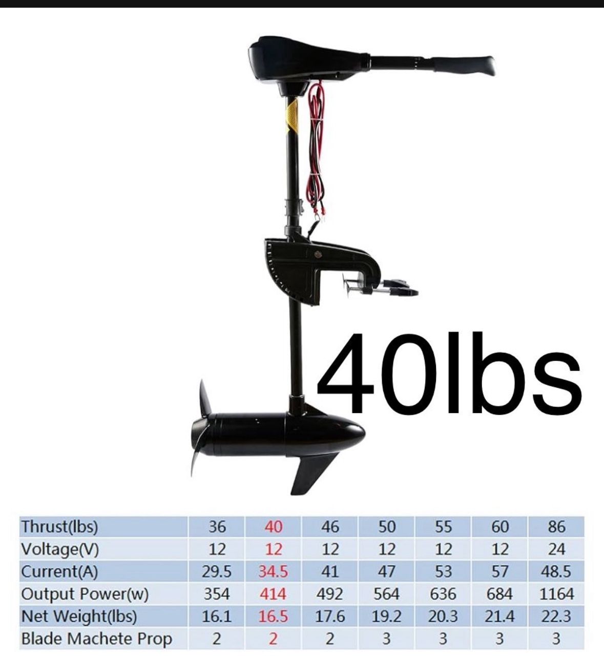 40 LBS Trolling Motor Electric Outboard Brushed Brushless for Fishing Boats Fresh & Saltwater