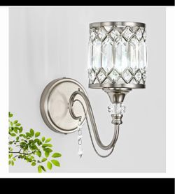 Lámpara de tocador de cristal de níquel cepillado de 1 luz. 1 Pack