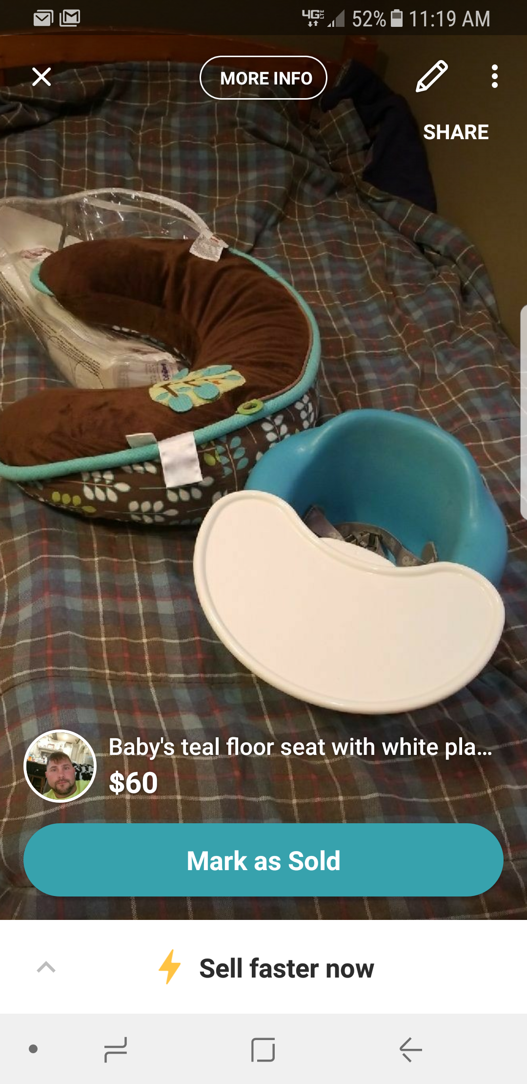 Boppy and bumbo with tray