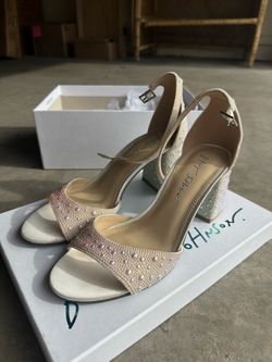 Betsey Johnson SB-Kami Pearl Studded Block Heels Size 7