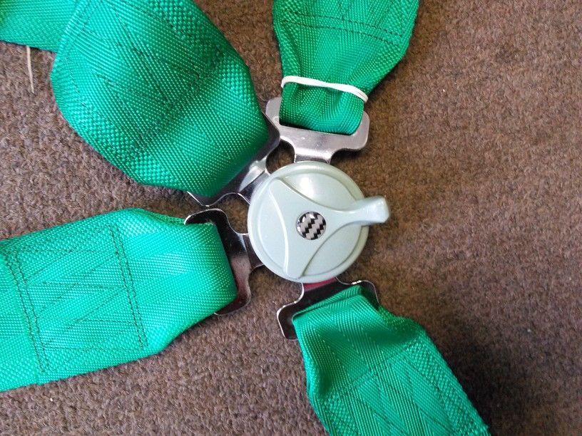 New Takata Style Green 4 Point Seat Belt Harness