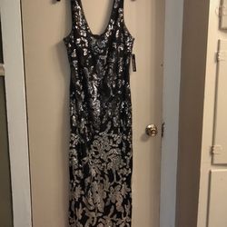 R&M Richards Women's Long Sleeveless Sequined Ombre Evening Gown Dress