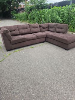 (FREE DELIVERY & SETUP) ASHLEY  brown  Sectional Sofa with Chaise
