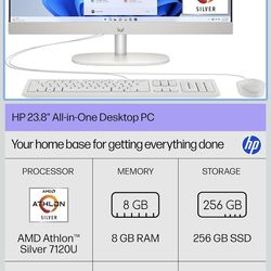 Open Box: HP 23.8  FHD IPS All-in-One Computer AMD Athlon Silver 7120U