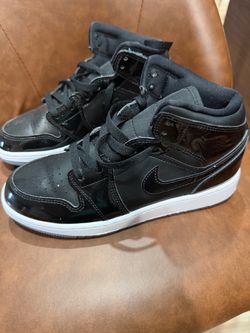 Air Jordan 1 Mid Black Patent Leather Sneakers