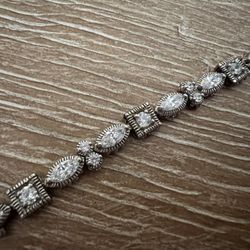 Cubic Zirconia 925 Sterling Silver Bracelet 9.4g