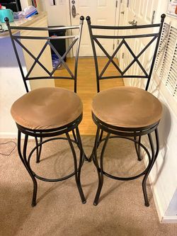 Pair of Metal Swivel Bar Stools