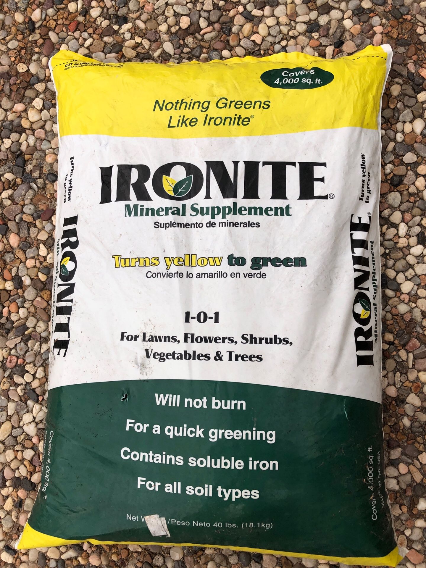 Ironite 40lb bag lawn grass green up