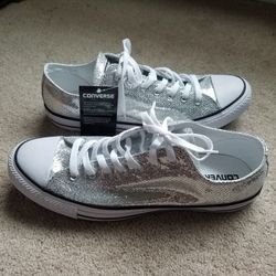 Converse Silver Glitter All Stars - Men’s Size 11