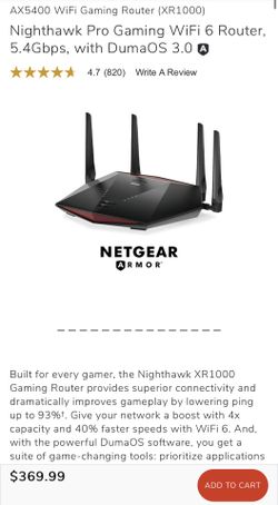 Nighthawk Pro Gaming WiFi 6 Router with DumaOS 3.0