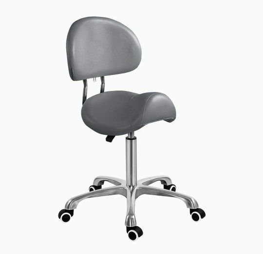 Saddle Stool Chair with Back Ergonomic Rolling Esthetician Seat