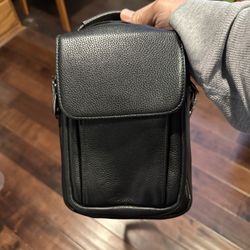 Genuine Black Leather  Crossbody Sling Bag