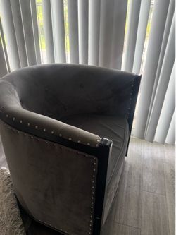 Grey Velvet Barrel Chair