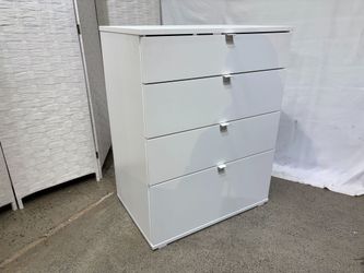 White 4-Drawer Dresser with Drawer Interlocking System