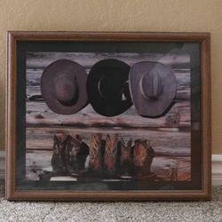 Beautiful Western Framed Wall Art - Cowboy Hats and Cowboy Boots