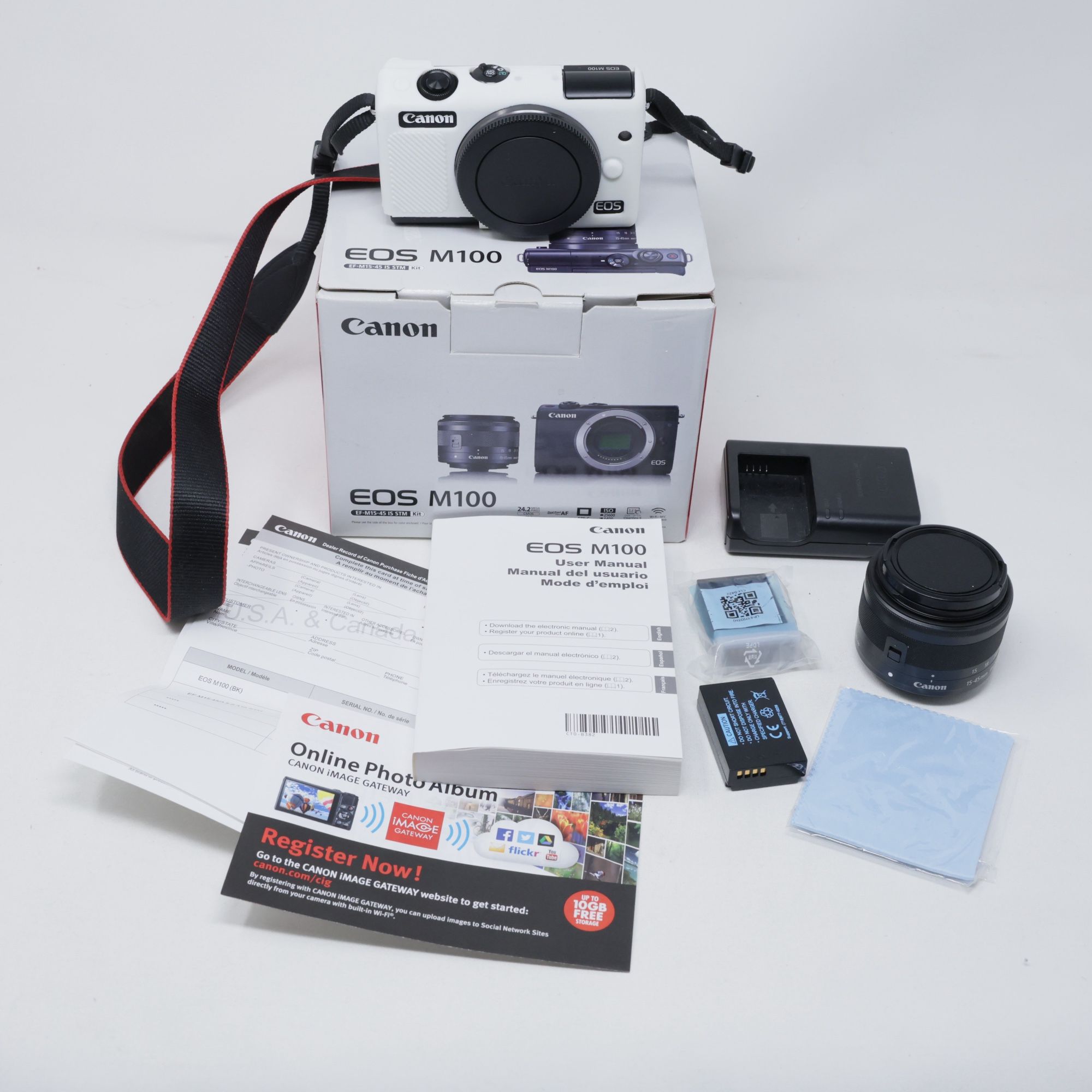 Canon EOS M100 24.2MP EF-M 15-45mm, Bonus Silicon Skin Canon EOS M100 24.2MP Digital Camera Black with EF-M 15-45mm, Bonus S