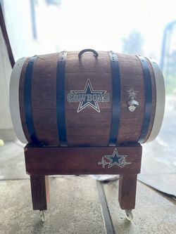 Custom Dallas Cowboys Barrel Cooler with Rolling Stand