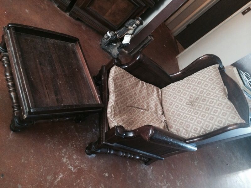 Antique chair and ottoman