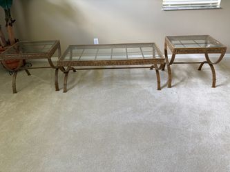 3-Piece Glass Top Coffee and End Table Set