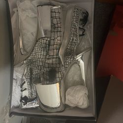 Stripper Boots Silver Size 8