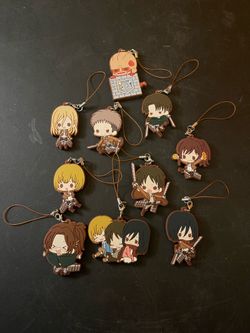 Attack on Titan Goods lot of 10 Eren Levi Jean Bertolt Christa Rubber strap