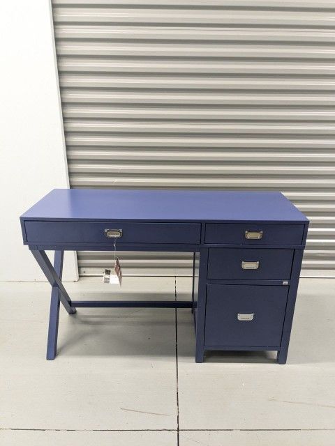 Linon Peggy Side Storage Desk Blue Navy MSRP $400