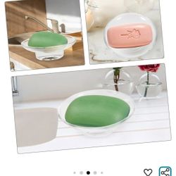 2pcs Elegant Transparent Glass Soap Dish