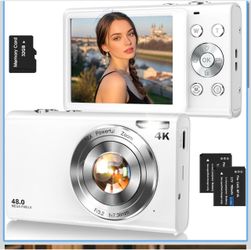 Digital Camera,Autofocus 4K 48MP Vlogging Camera for Photography,32GB Card Portable Compact Point and Shoot Digital Camera for Teens Adult Beginner wi