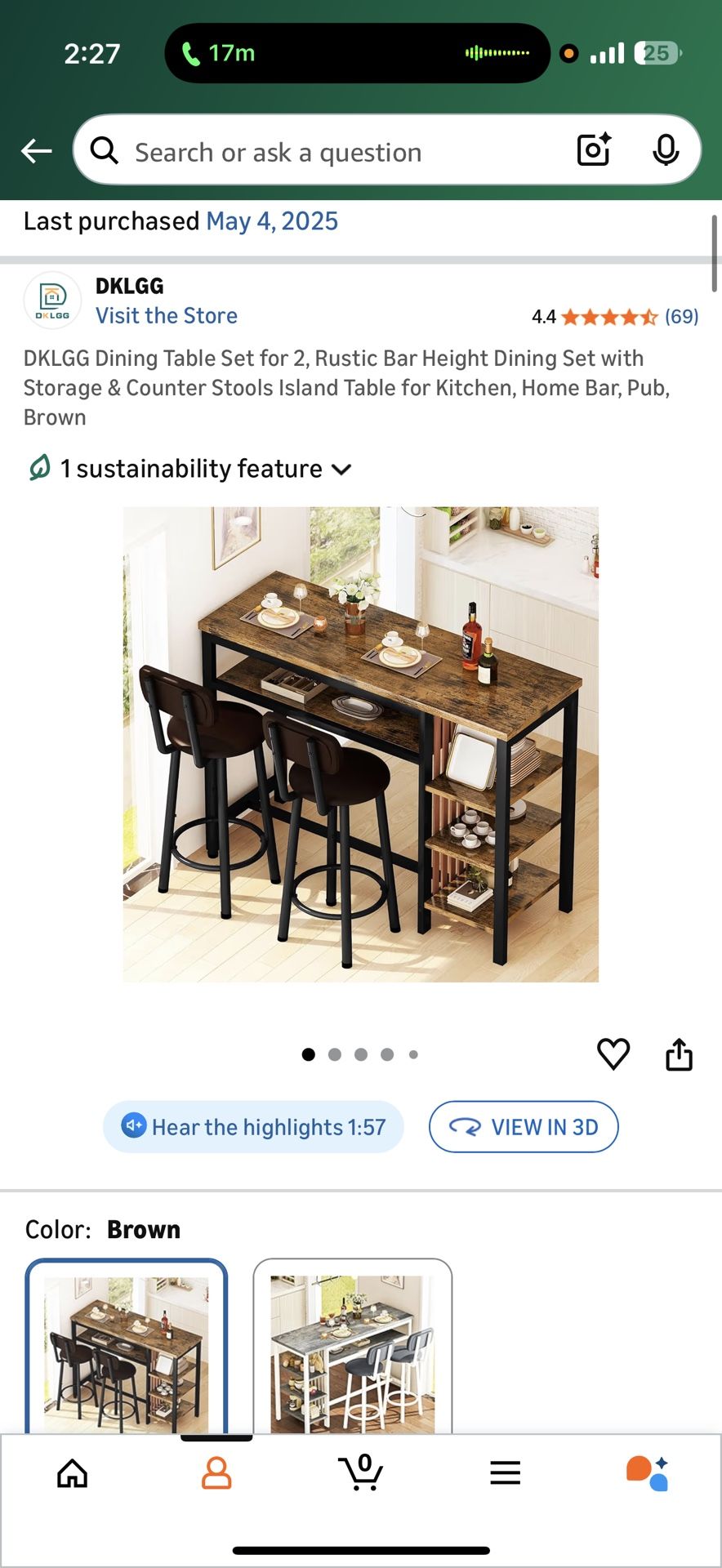 Dining Table Set For 2, Rustic bar Height With Counter Stools