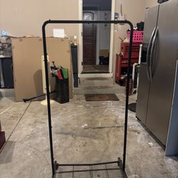 Black Rolling Garment Rack with Shoe Shelf