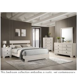 4- Pc Bedroom set Dresser,Mirror  Nightstand (1) Queen size bed frame  Not including Mattress and Box Sp