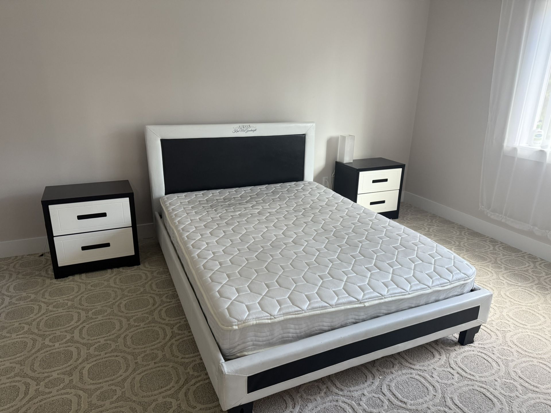 Queen Bedroom Set – Bed, 2 Nightstands, Firm Mattress