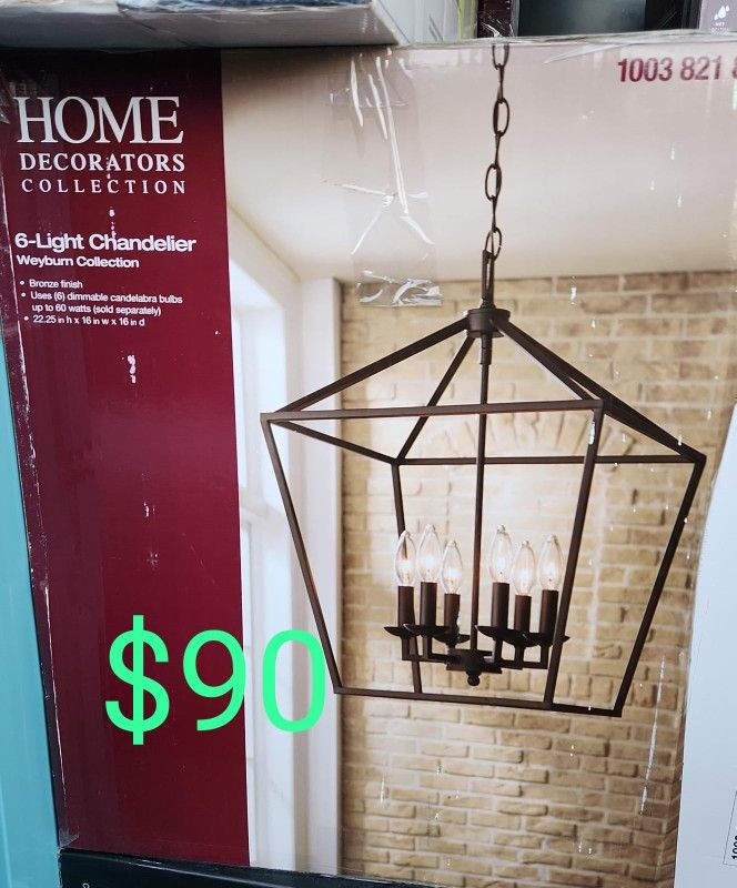 6 Light Weybun Chandelier Farmhouse Style