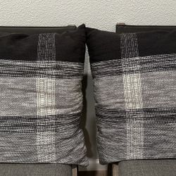 Set of 2 Black and White Accent Pillows 23” Square
