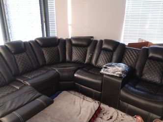 Black Leather Sectional Recliner Sofa