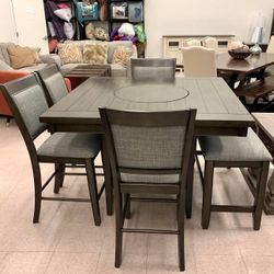 Fulton Gray Counter Height Set (Dining table and Chairs