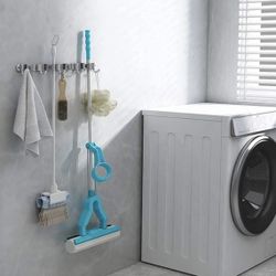 2 Pieces -Saxhorn Broom Mop Holder Wall Mount Stainless Steel Tool Hanger Storage Organizer for Home, Kitchen, Garage, Garden, Laundry Room, Bathroom 