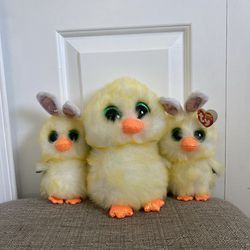 Bundle Of TY beanie Boos Collection LEMON DROP 2019 9in, Two COOP chick 6in