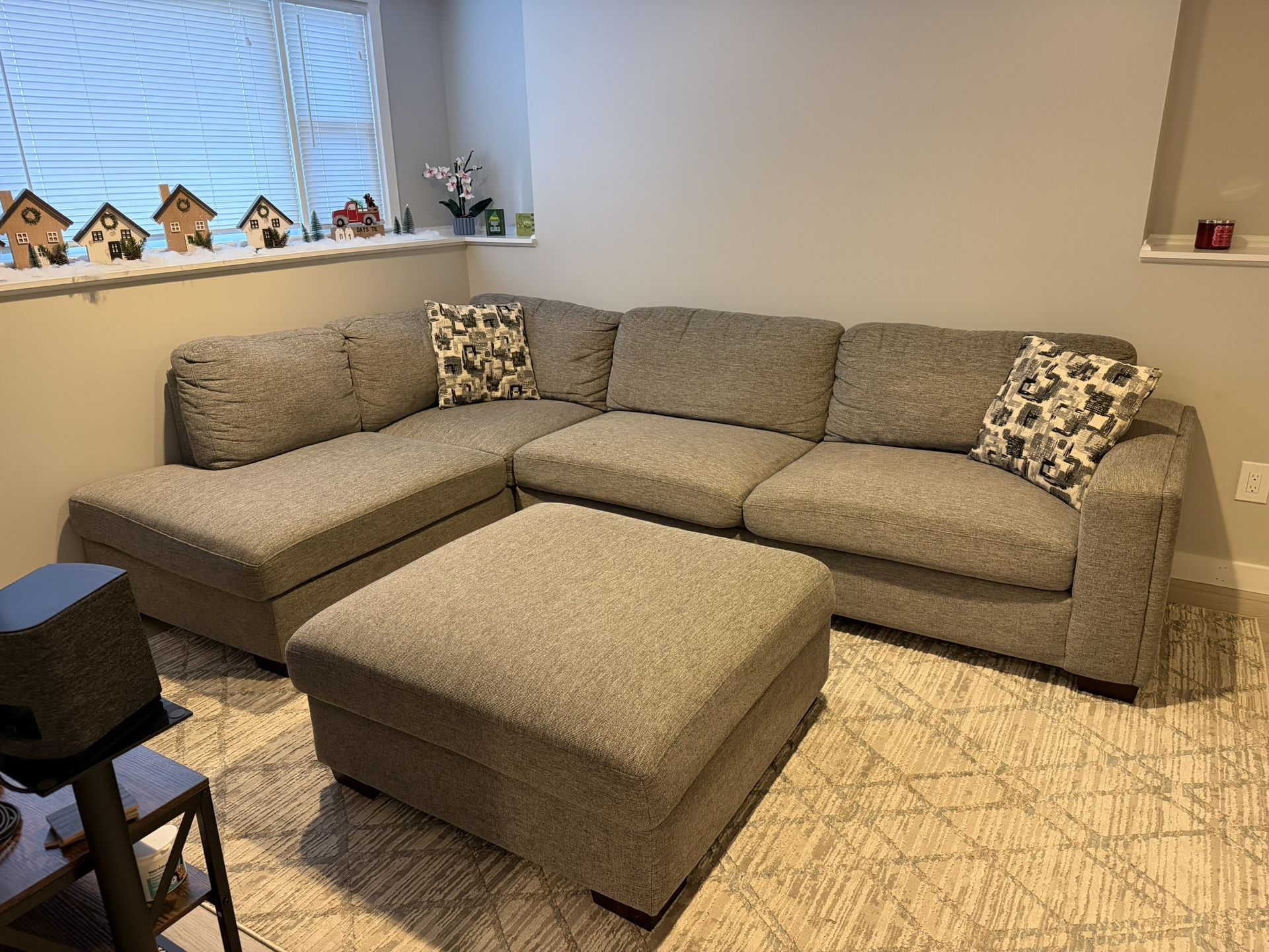 Maycen Fabric Sectional Couch With Ottoman