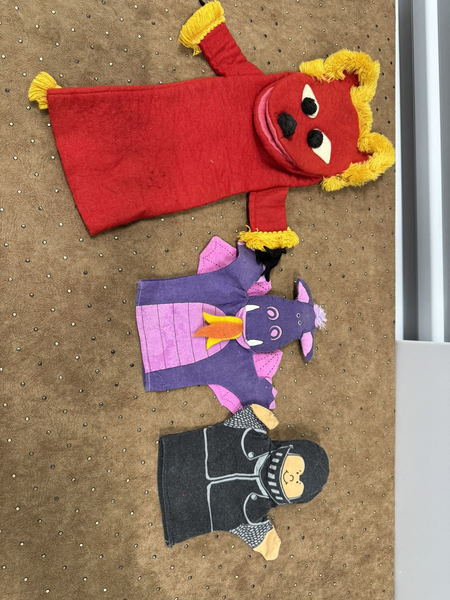 Vintage Handmade Felt Fabric &cotton Puppets Set of 3