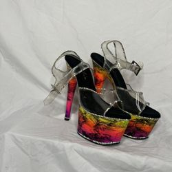 ELLIE 709-ENVIRO Women's Clear Upper Buckle Ankle Strap Platform Stiletto Sandal