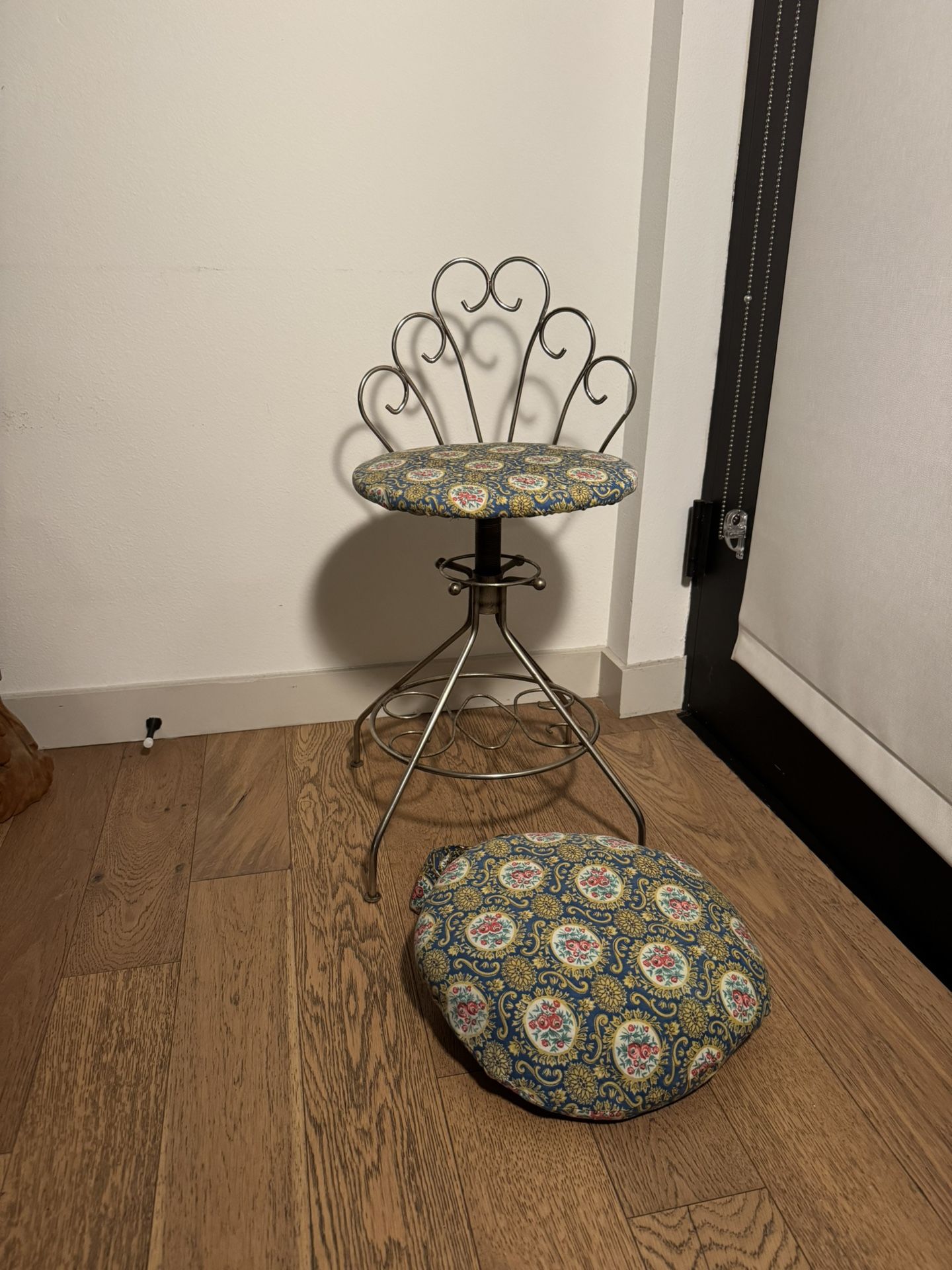 Mid Century Adjustable Metal Vanity Chair by Pacific Cage & Furniture