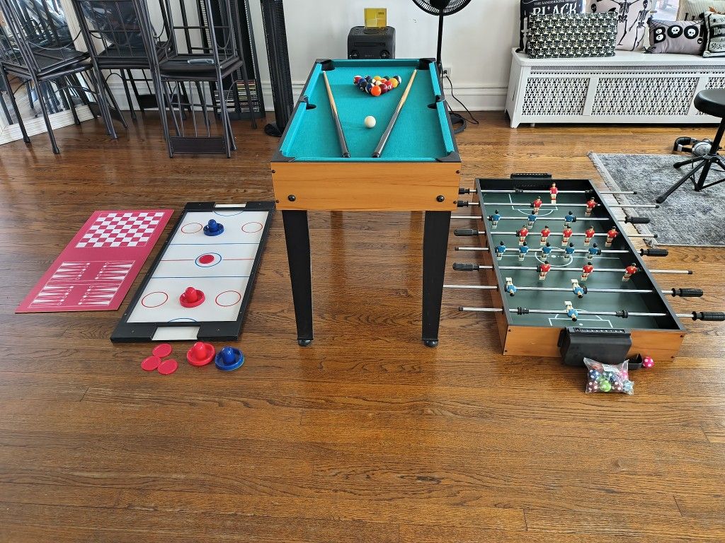 Multi game 6 in 1 table hockey foosball billiard pool Table chest