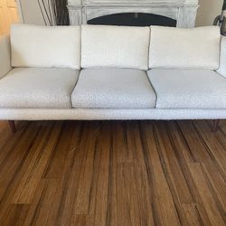 Delivery Available / Cream Bouclé Fabric Couch / Sofa 