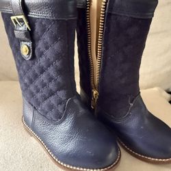 Janie and Jack Navy Blue Quilted Leather Suede Riding Boots Toddler Girls Size 7